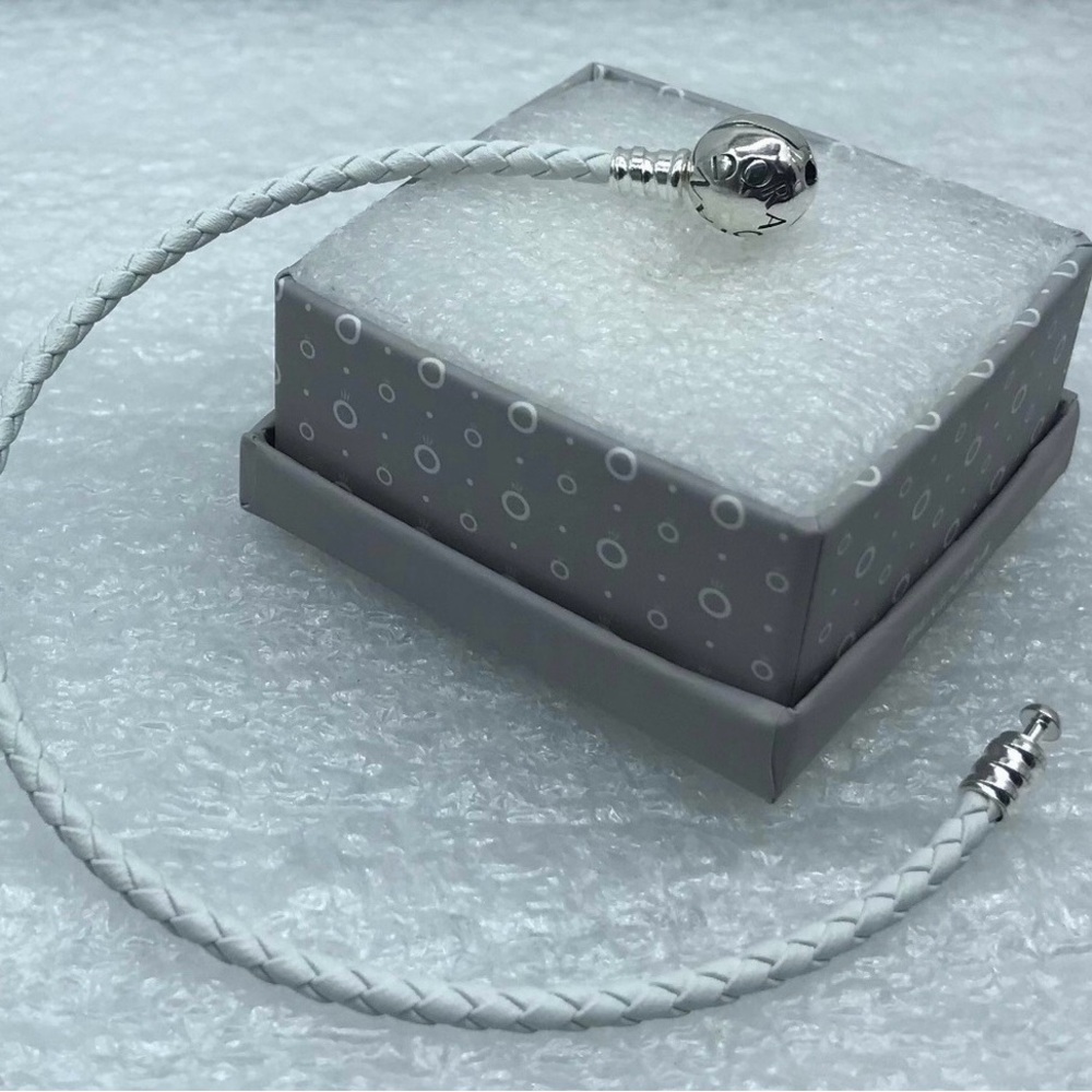 Pandora,”16CM Single Ivory White Braided Leather  Clasp  “ 16CM/6.29 Inche